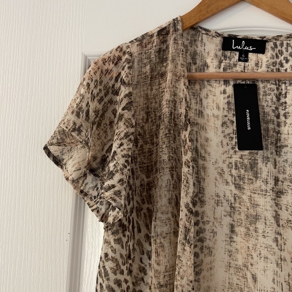Lulu’s Cheetah Open Front Sheer Cardigan - Picture 3 of 6
